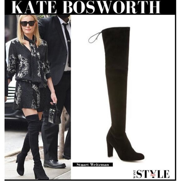 đź’•STUART WEITZMANđź’• Highland Suede Over-the-Knee Boots ~ Black 7.5 - Picture 4 of 16